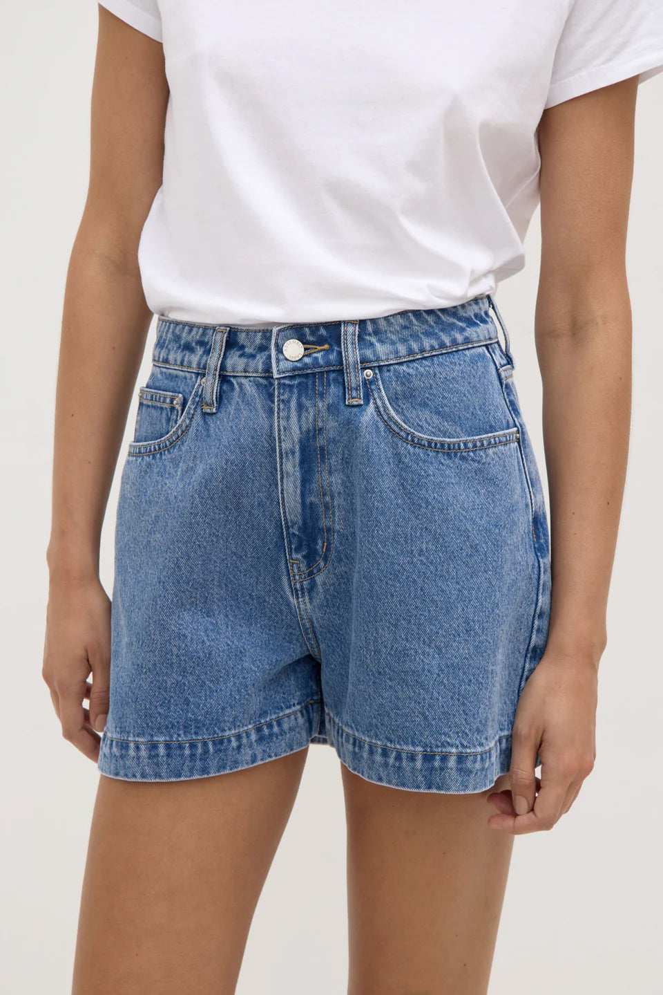 ASSEMBLY LABEL Boxy Denim Short Sleeve Shirt | Dark Stone
