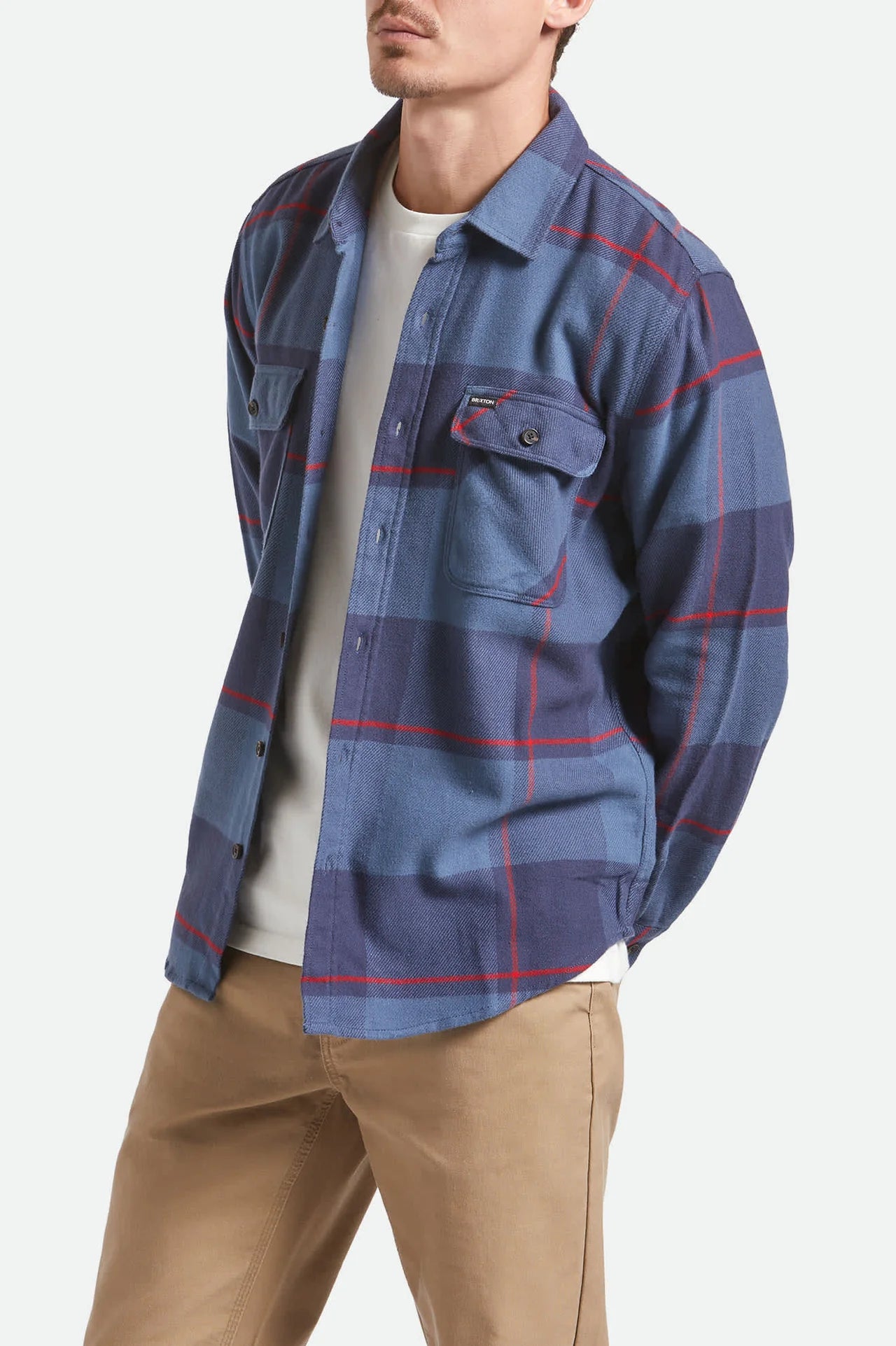 BRIXTON Bowery Flannel | Bering Sea/Mood Indigo