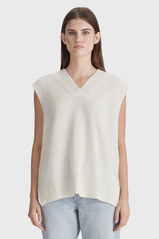 Wool/Cashmere Knit Vest - Cream