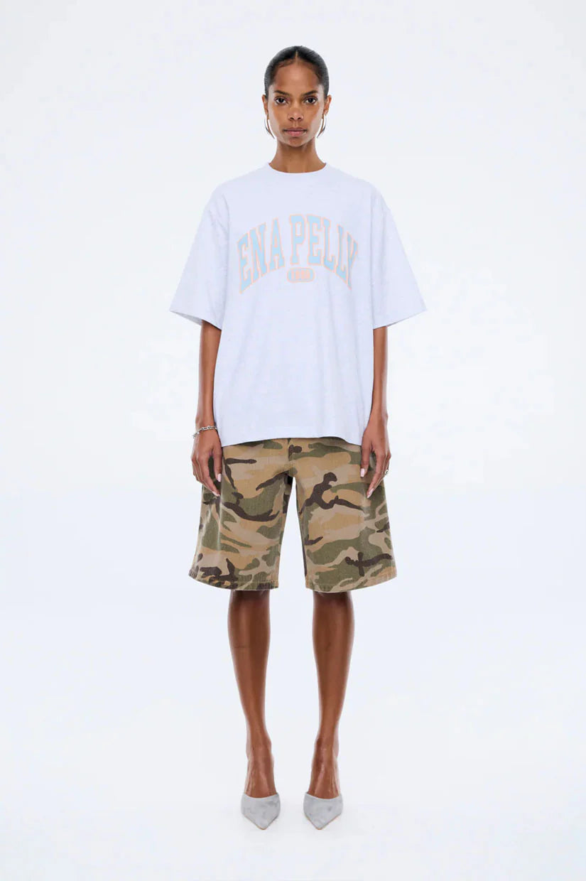 ENA PELLY Blue Collegiate Tee | White Marle