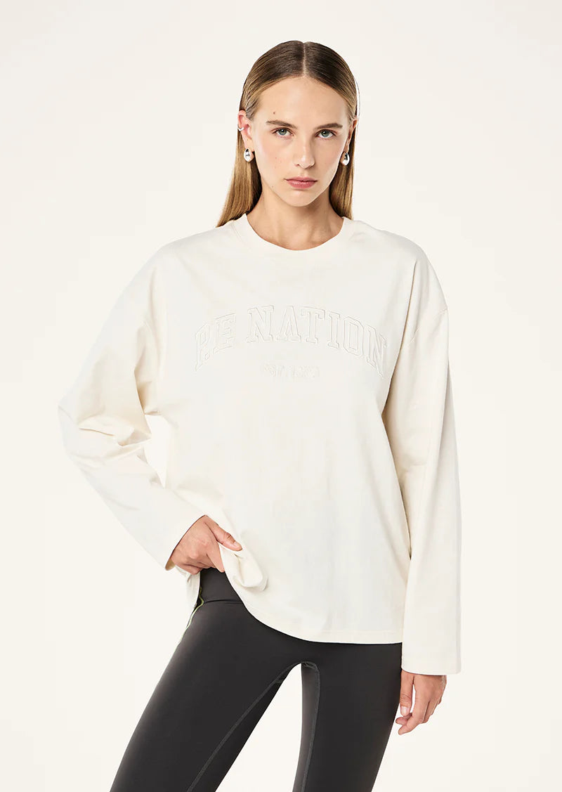 P.E NATION Core Oversized LS Tee | Whisper
