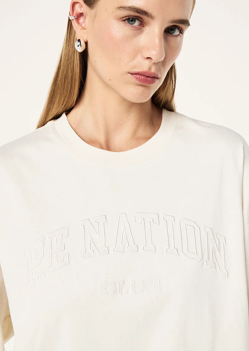 P.E NATION Core Oversized LS Tee | Whisper