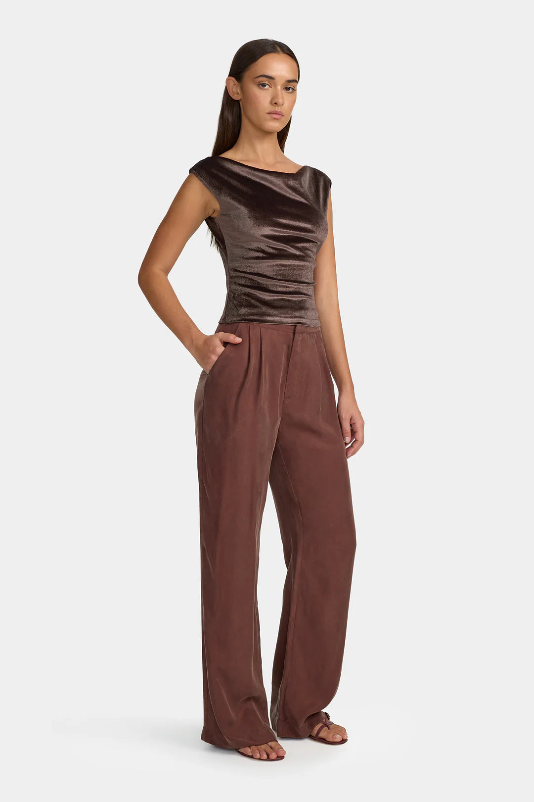 OWNLEY Camila Velvet Top | Mocha