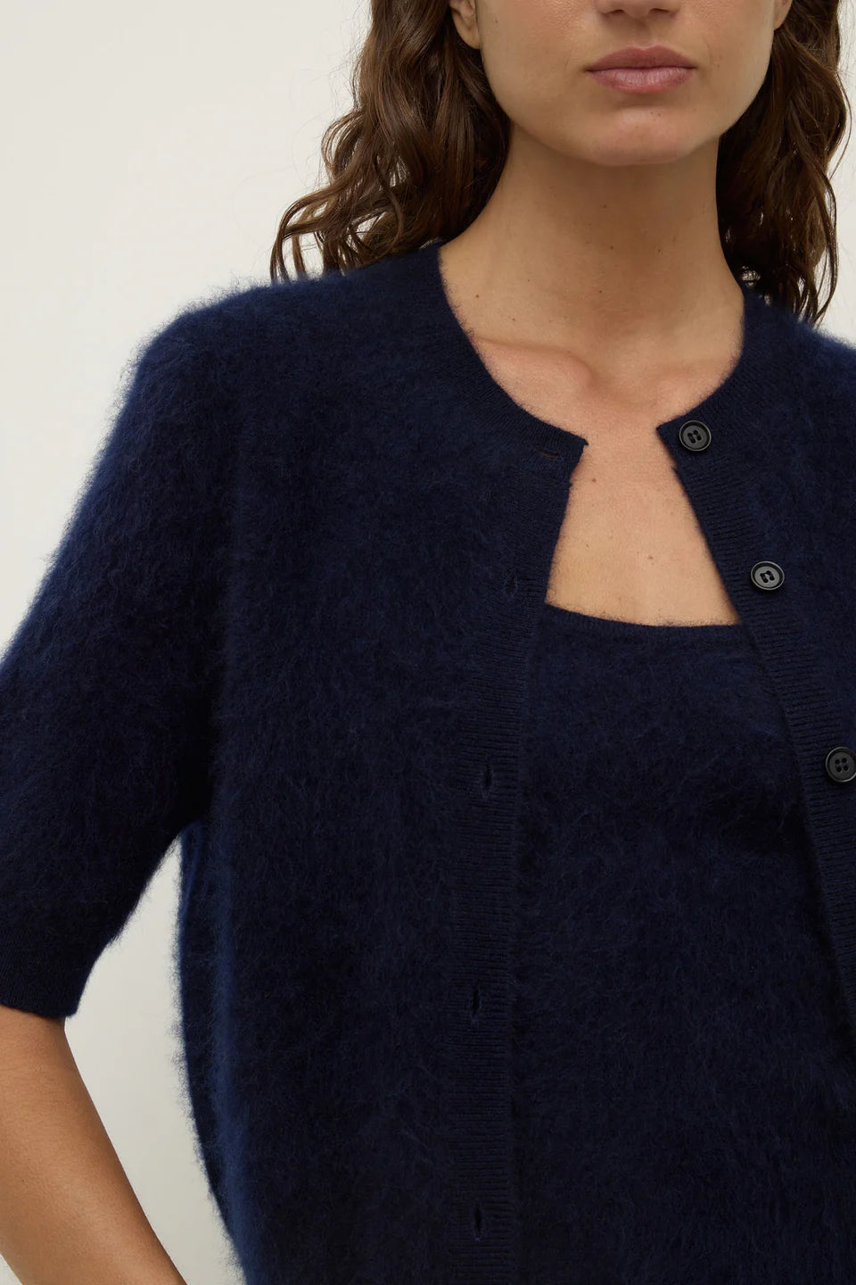 ASSEMBLY LABEL Carina Wool Short Sleeve Cardi | True Navy