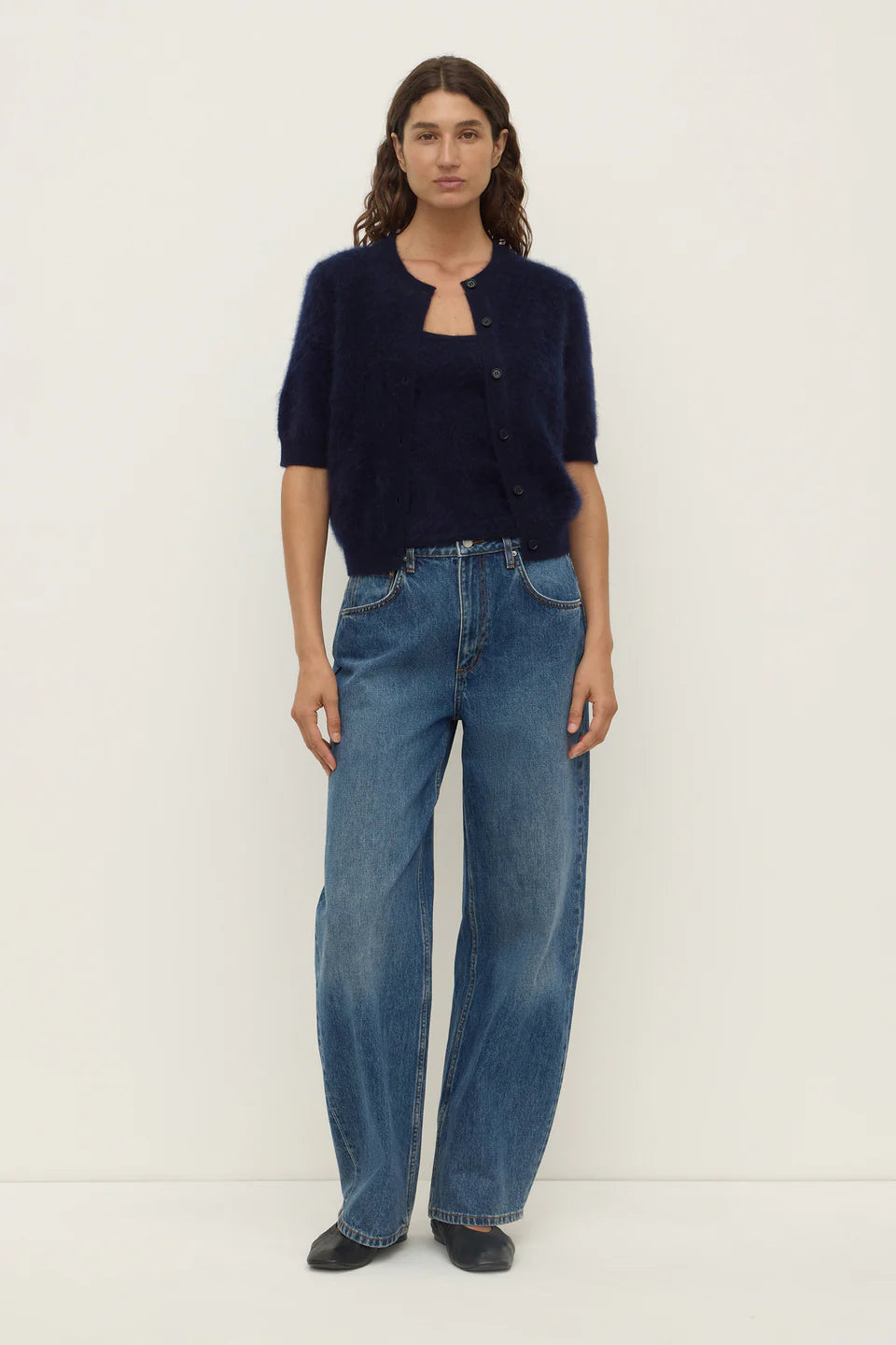 ASSEMBLY LABEL Carina Wool Short Sleeve Cardi | True Navy