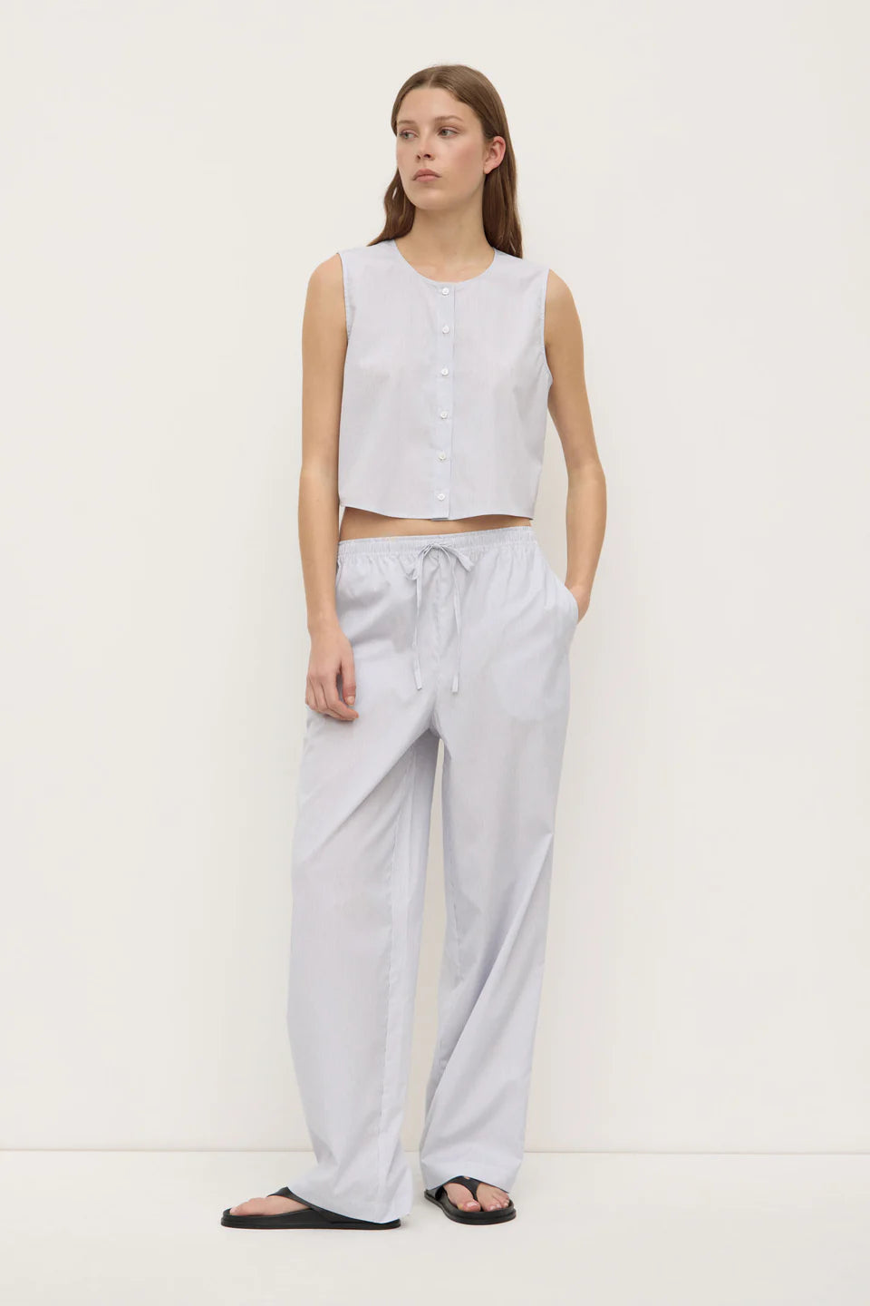 ASSEMBLY LABEL Cora Stripe Pants | White/Navy Stripe