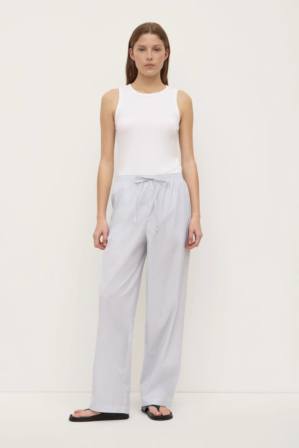 ASSEMBLY LABEL Cora Stripe Pants | White/Navy Stripe