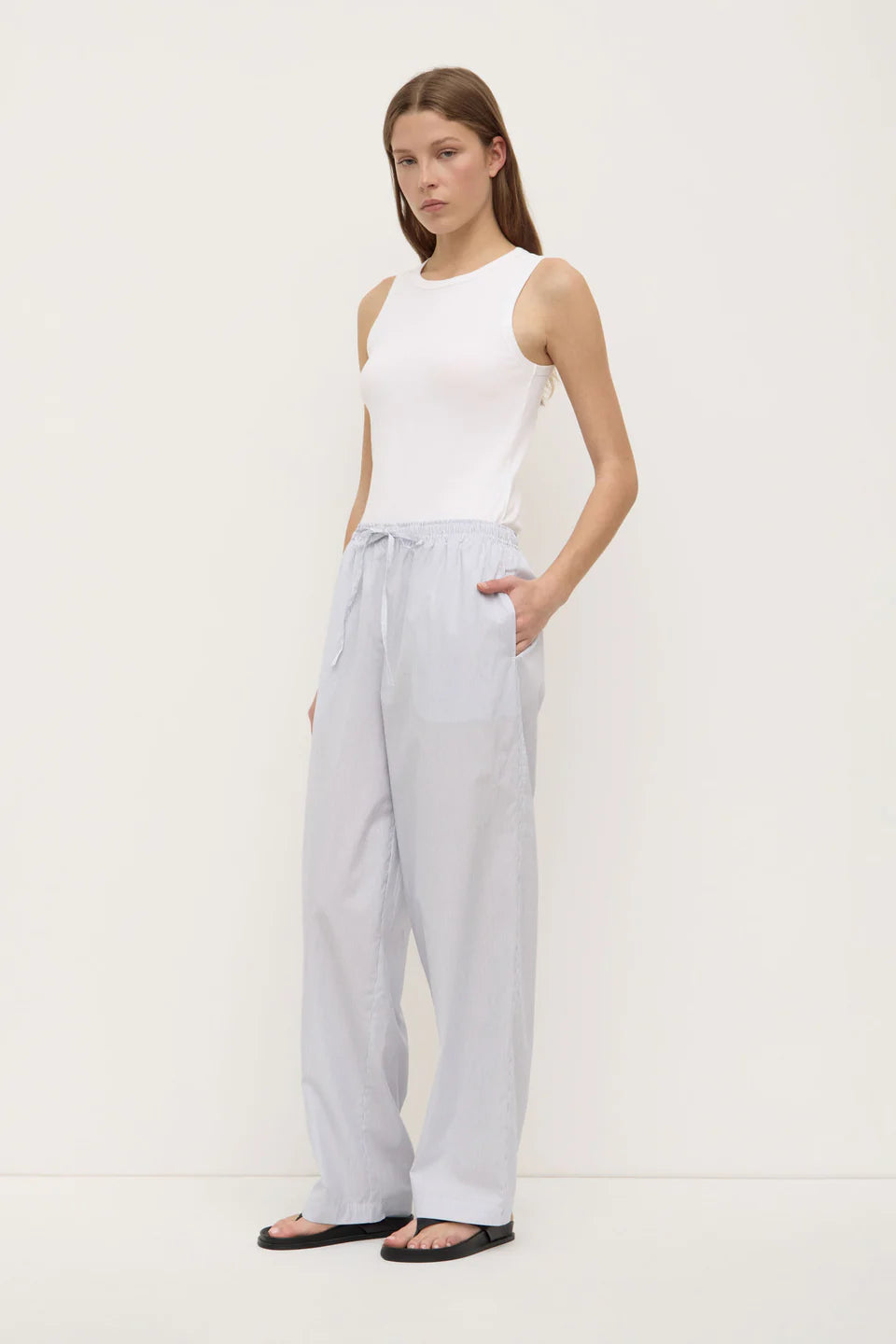 ASSEMBLY LABEL Cora Stripe Pants | White/Navy Stripe