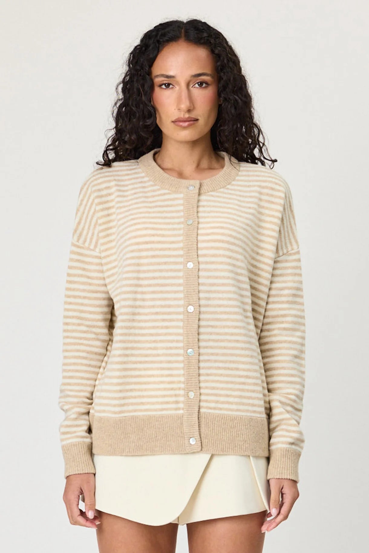 REMAIN Tali Cardigan | Latte Stripe