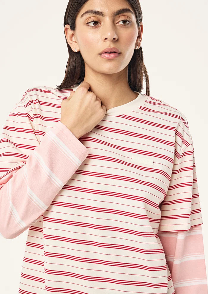 P.E NATION Spark Long Sleeve Tee | Soft Pink Stripe