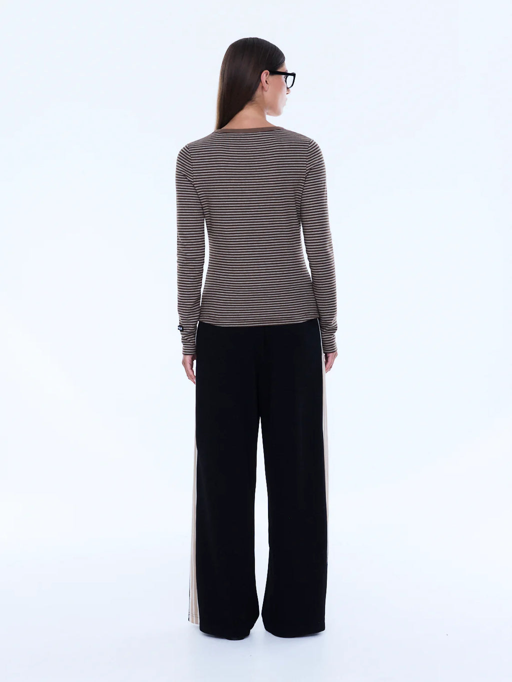 ENA PELLY Piper Long Sleeve Stripe Top | Sand Stripe