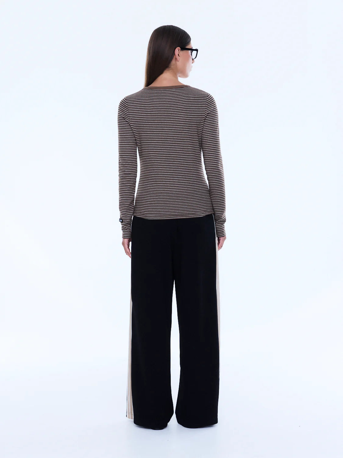 ENA PELLY Piper Long Sleeve Stripe Top | Sand Stripe