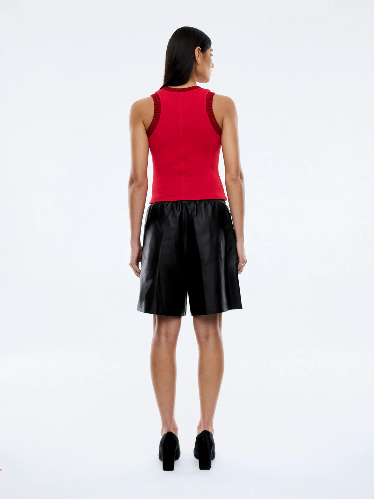 ENA PELLY Serena Sheer Tank | Sunset Red