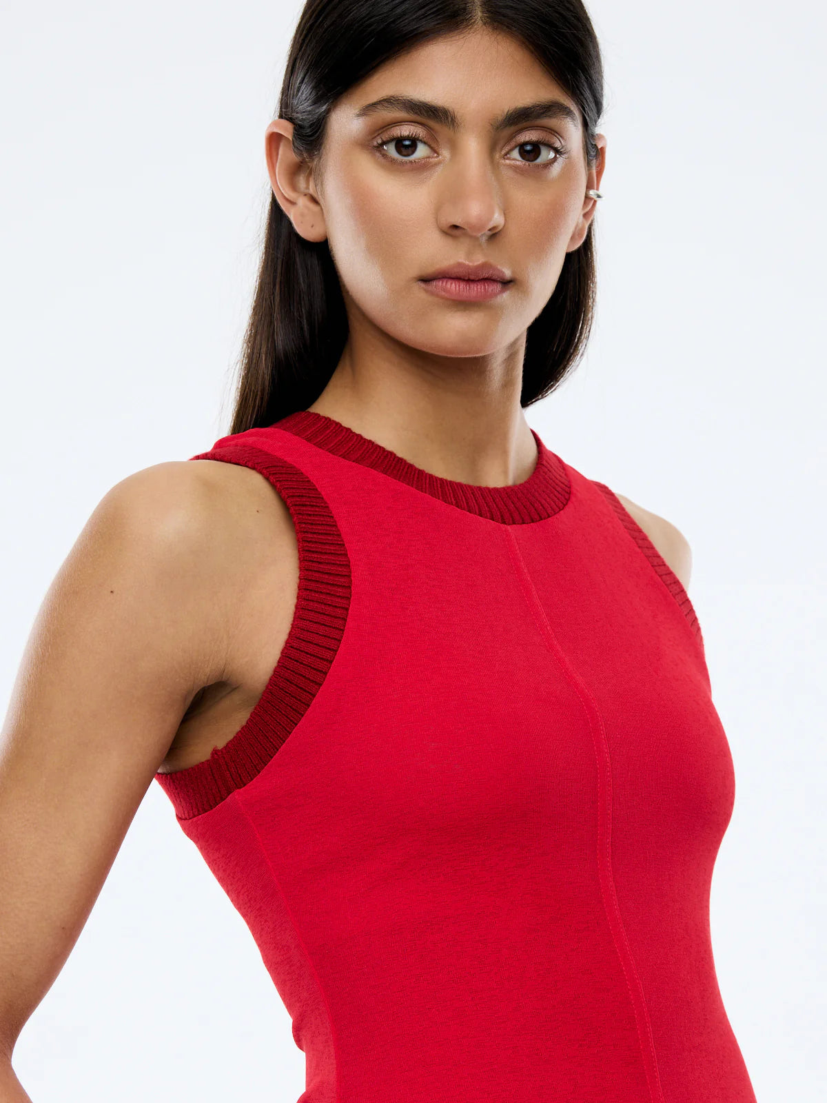 ENA PELLY Serena Sheer Tank | Sunset Red