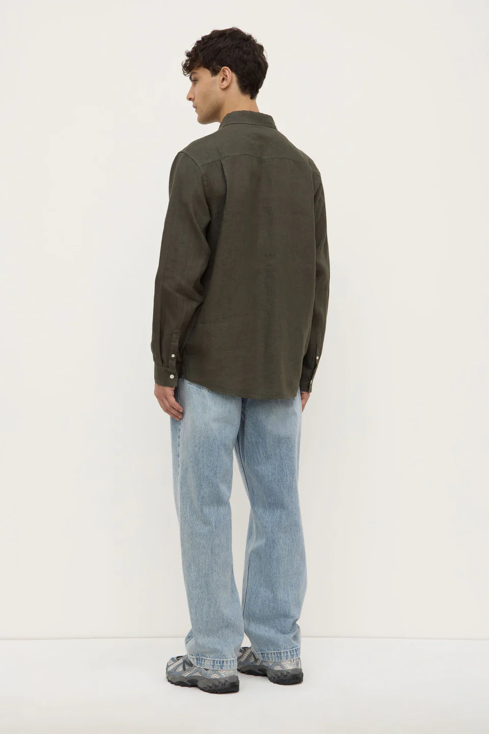 ASSEMBLY LABEL Mens Everyday Linen Long Sleeve Shirt | Sorrel