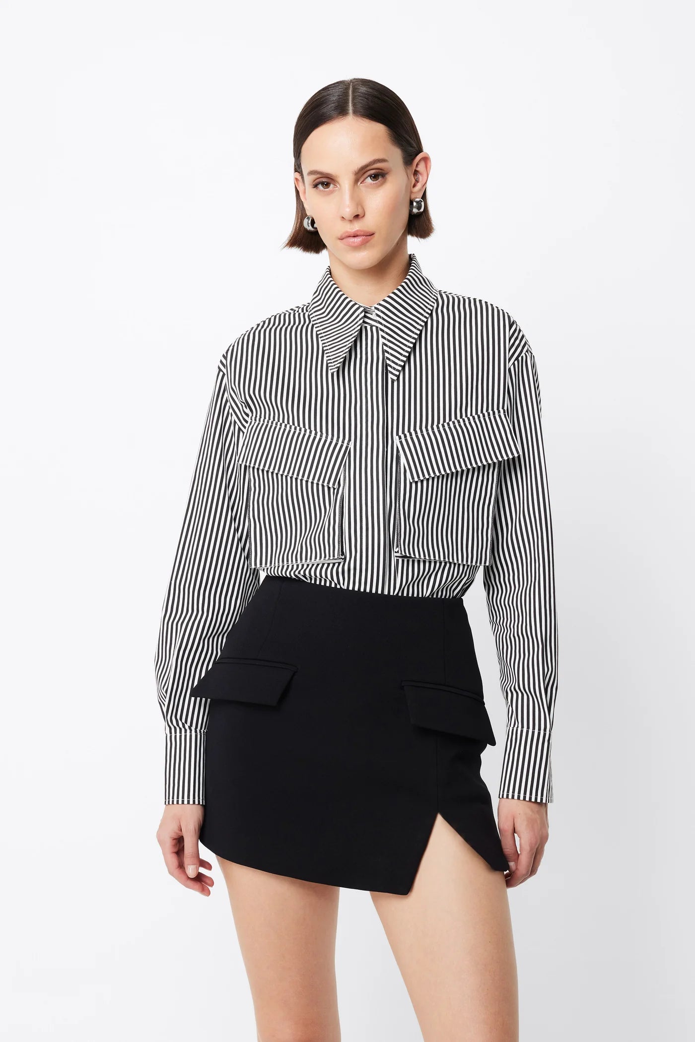 MOSSMAN Tudor Shirt | Black & White Stripe