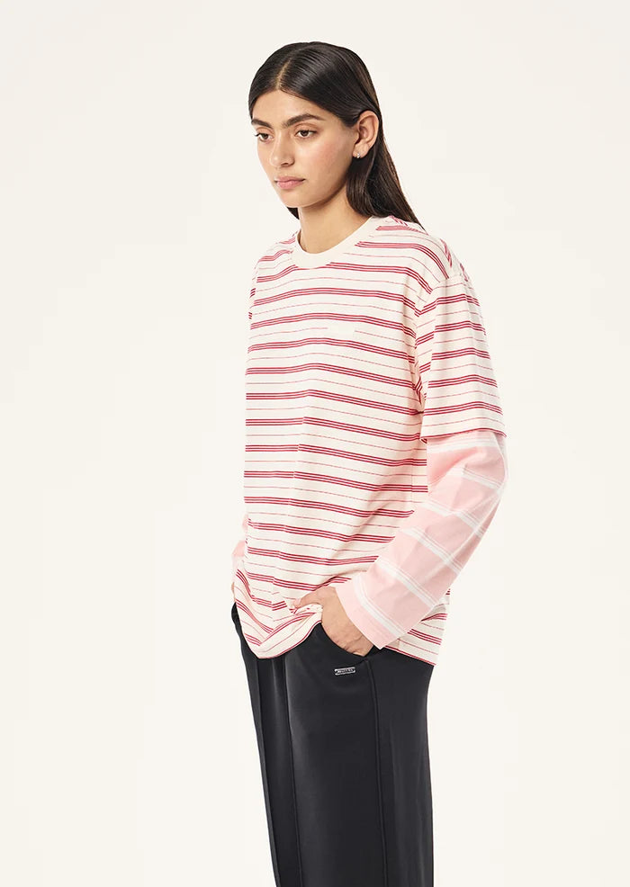 P.E NATION Spark Long Sleeve Tee | Soft Pink Stripe