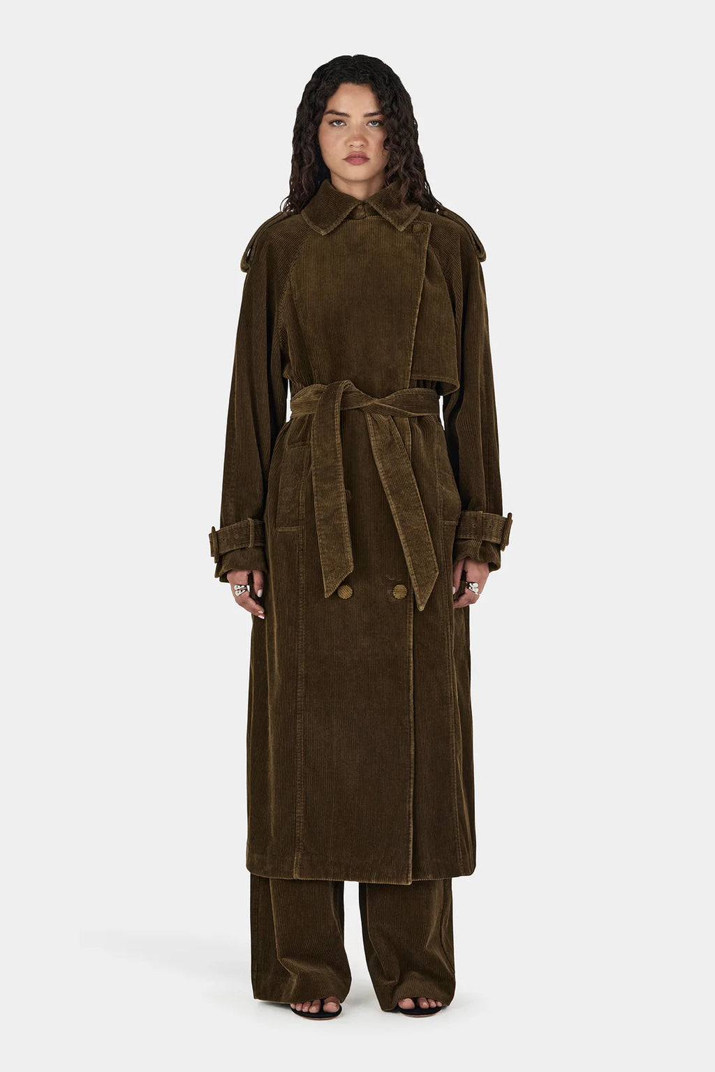 HANSEN Flynn Cord Trench Coat | Khaki