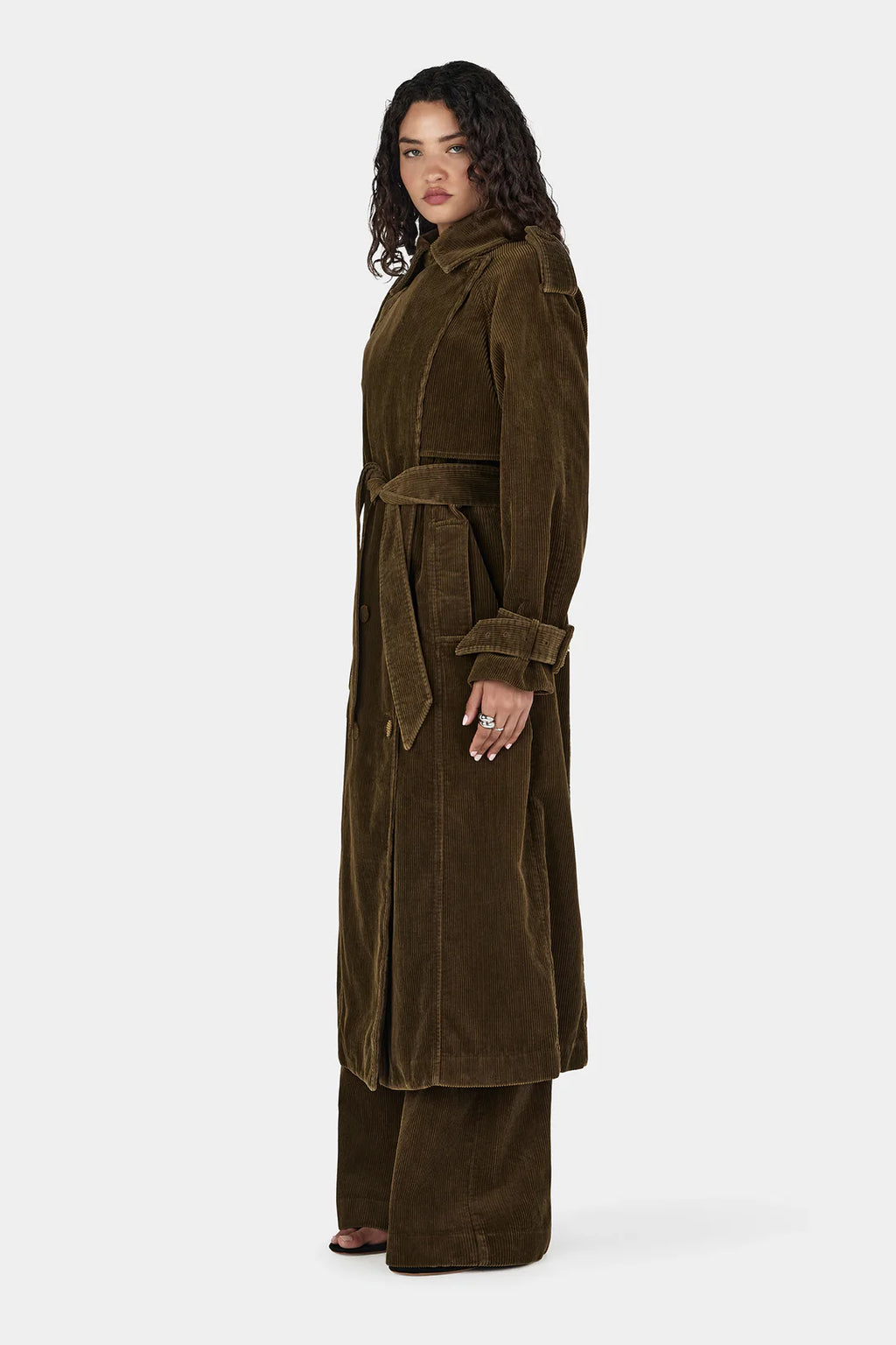 HANSEN Flynn Cord Trench Coat | Khaki