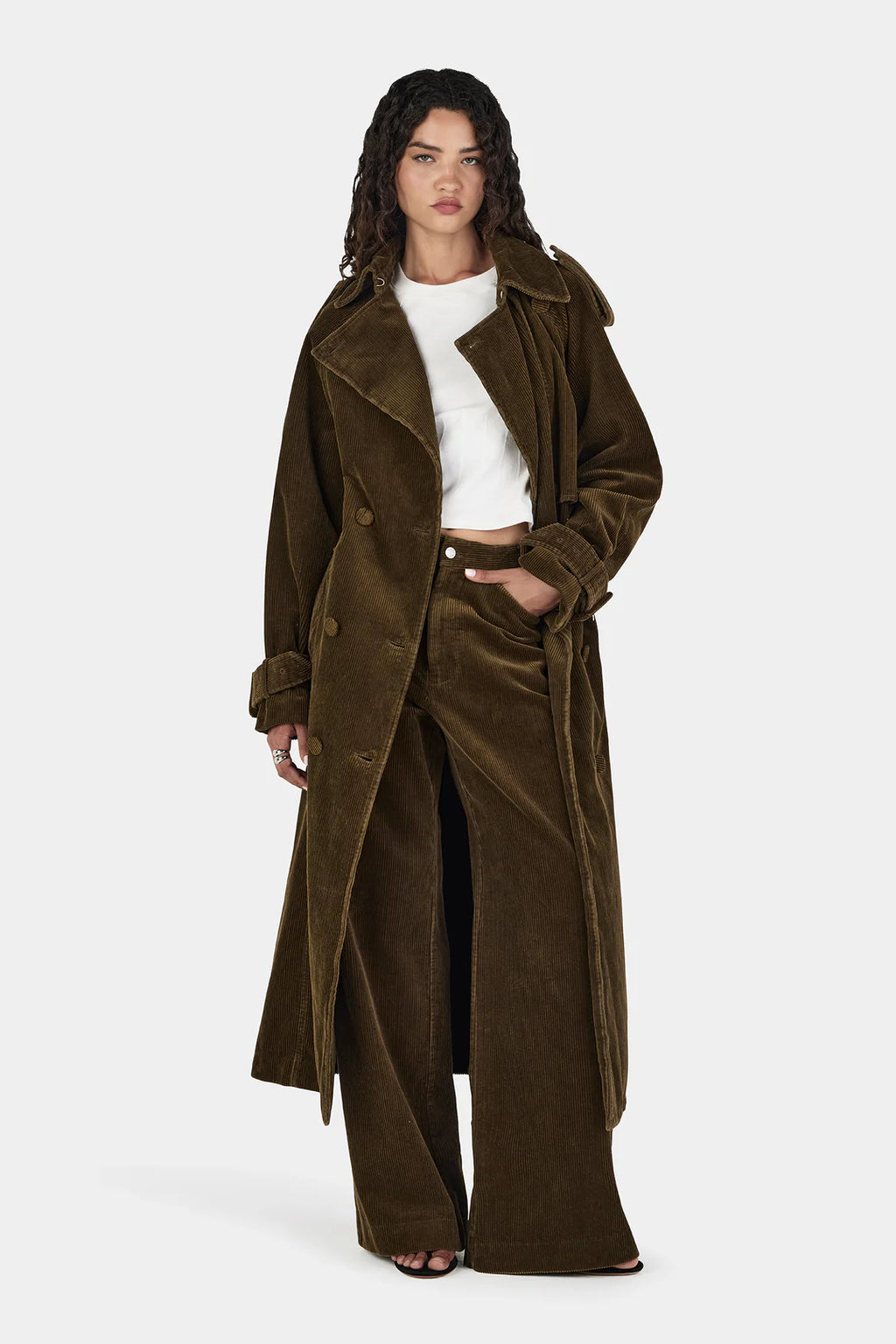 HANSEN Flynn Cord Trench Coat | Khaki