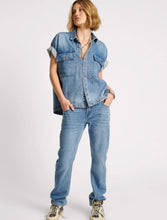 Load image into Gallery viewer, Blue Rapture Cut Off Denim Shirt
