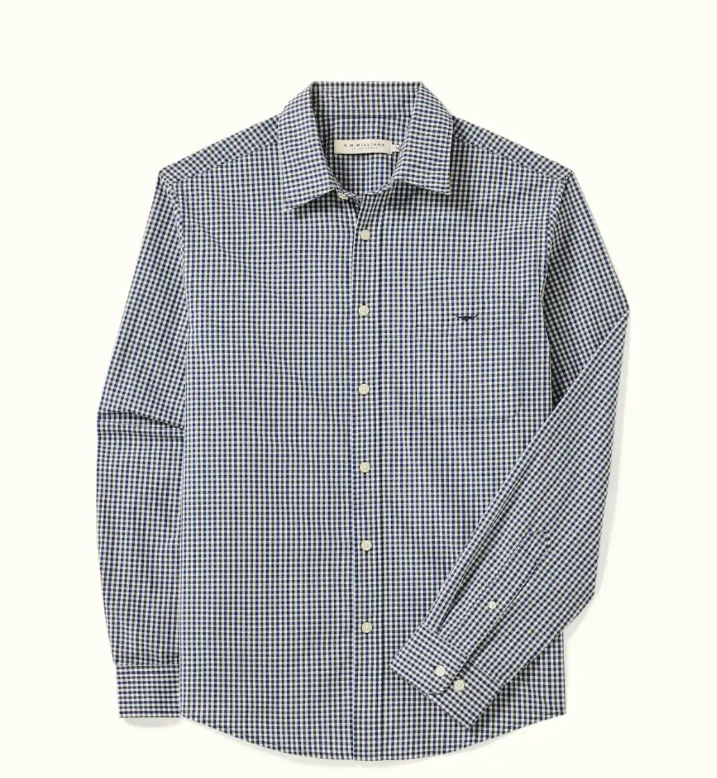 R.M. WILLIAMS Classic Poplin Check Shirt | Navy/Charcoal