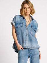 Load image into Gallery viewer, Blue Rapture Cut Off Denim Shirt
