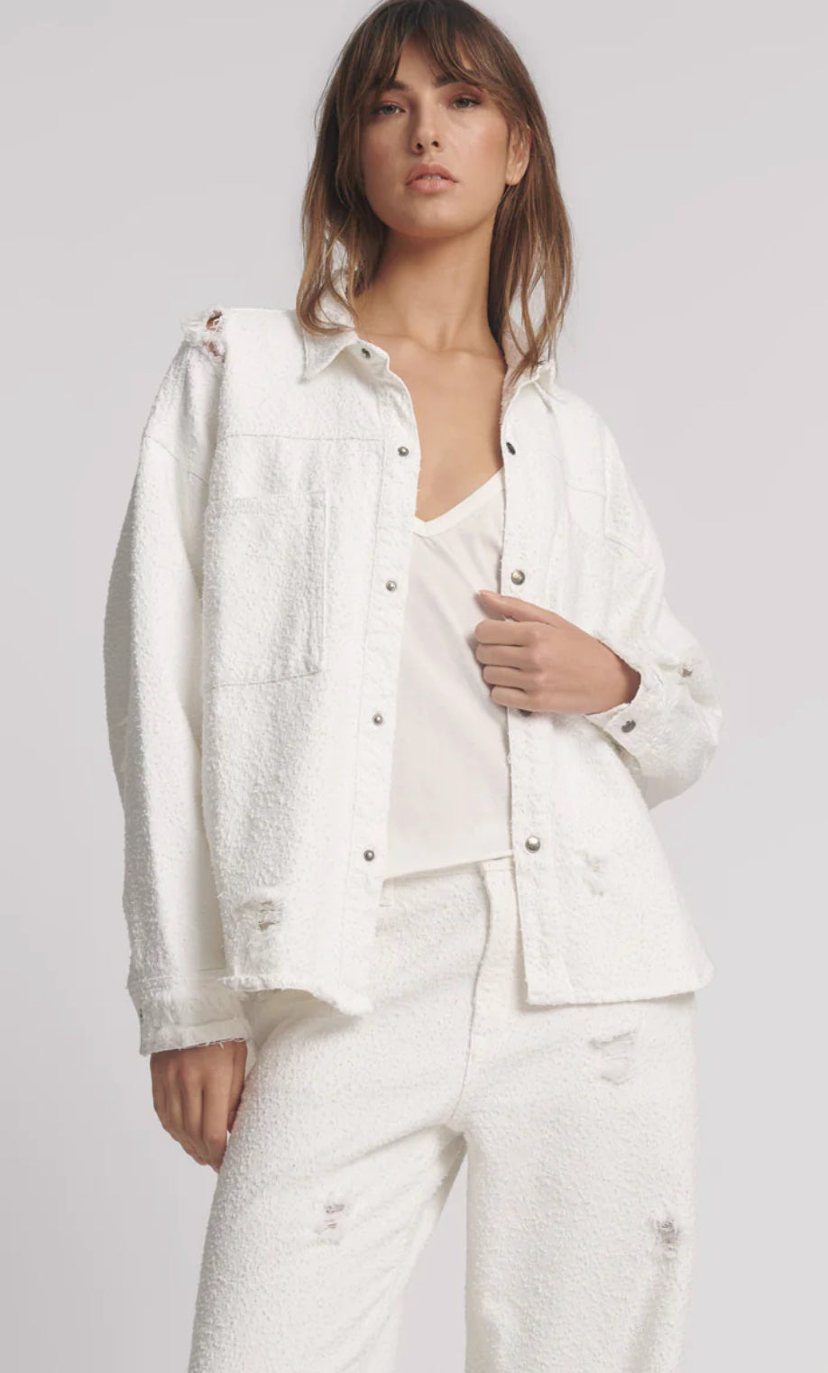 ONE TEASPOON Daria Denim Shacket | Textured White