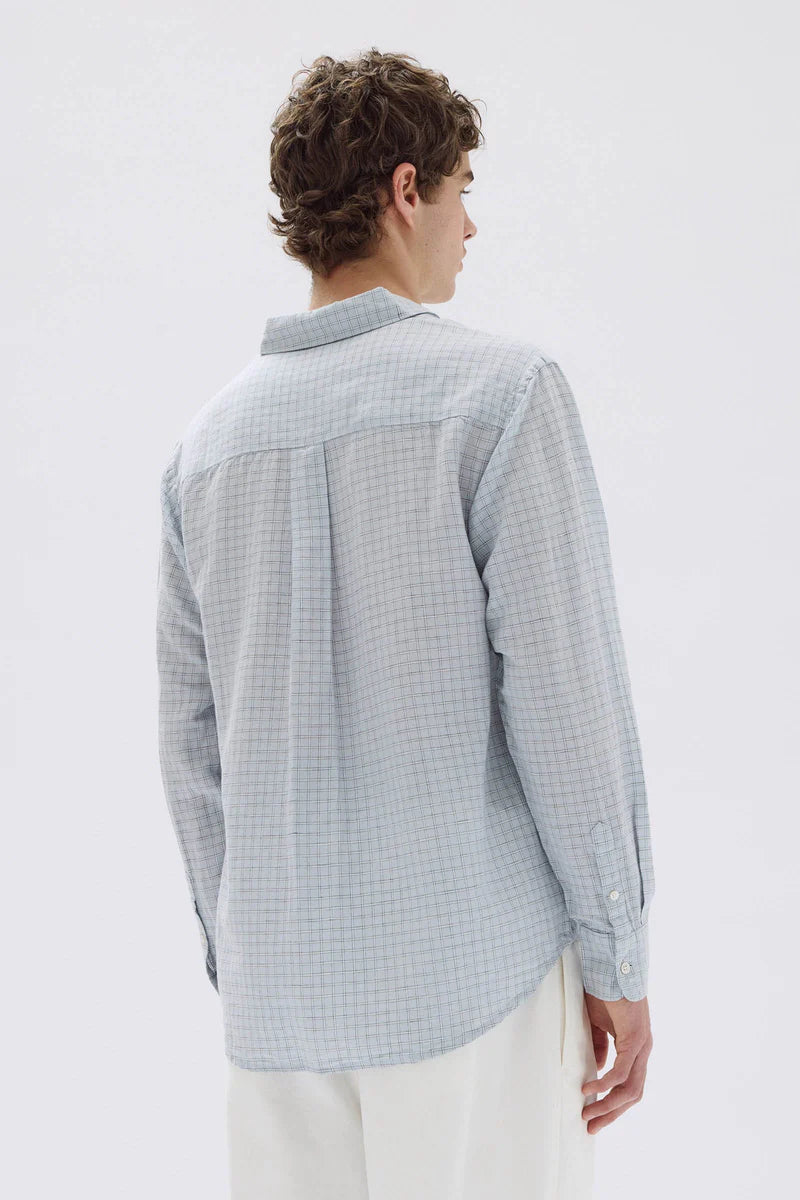 ASSEMBLY LABEL Hasting Linen Check LS | Blue