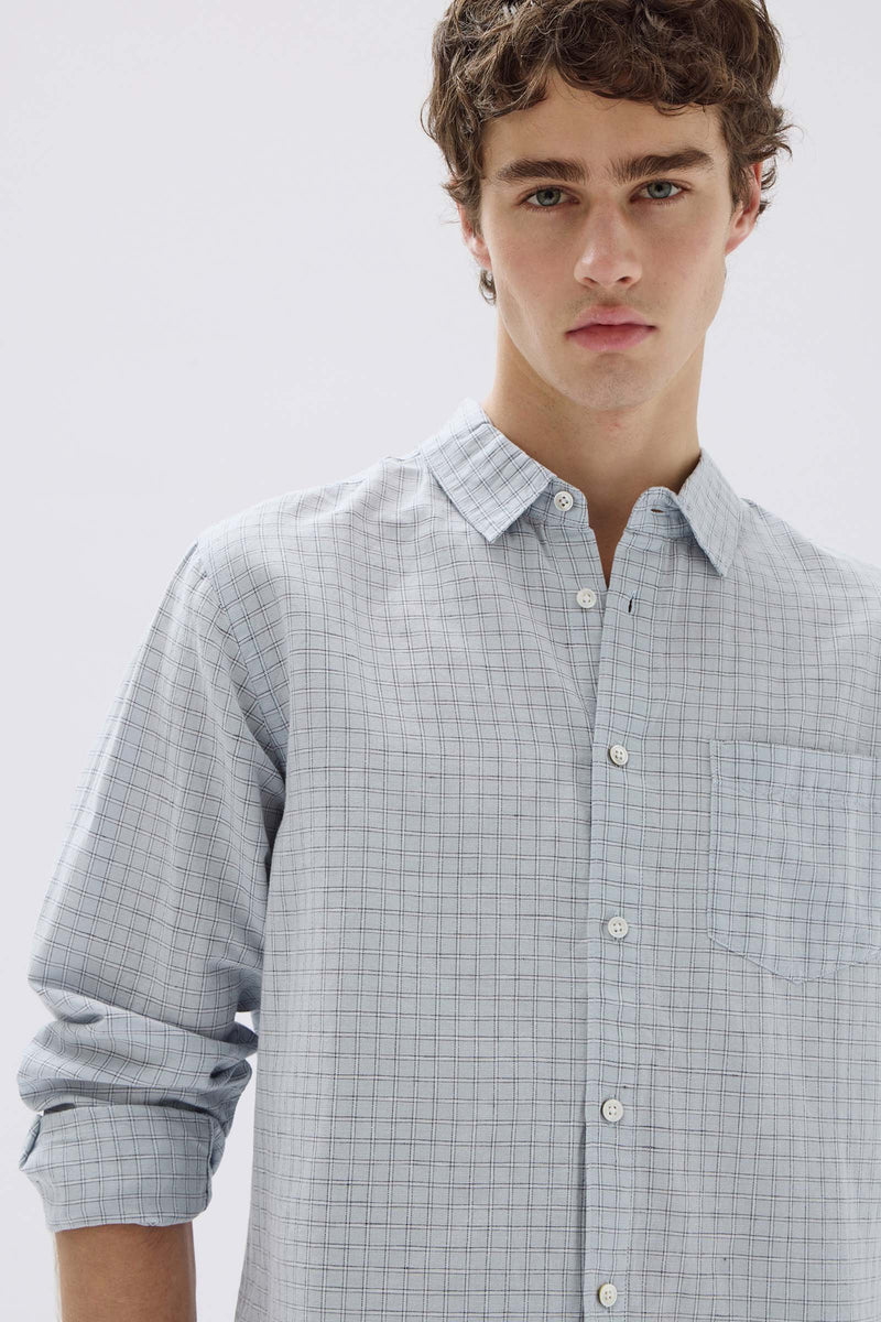 ASSEMBLY LABEL Hasting Linen Check LS | Blue