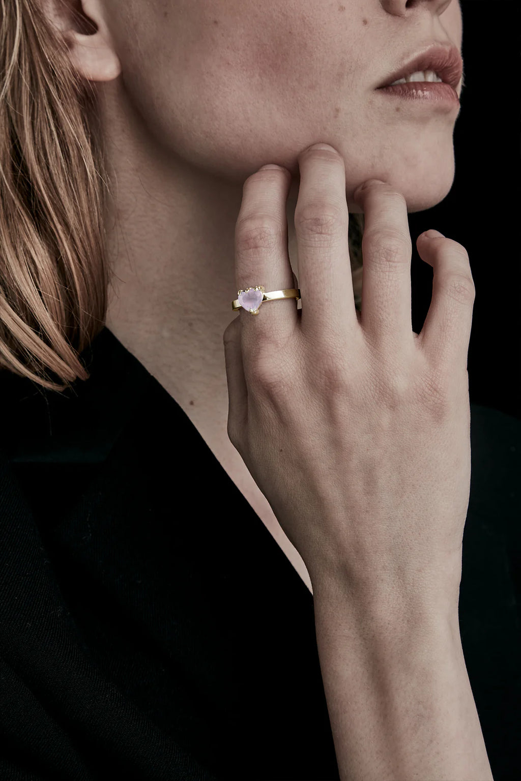 STOLEN GIRLFRIENDS CLUB Talon Ring | Gold Plated Rose Quartz