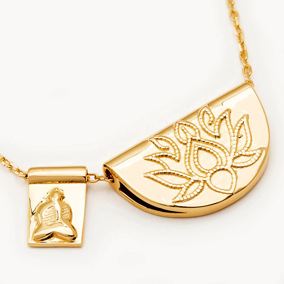 Lotus and Little Buddha Necklace | Gold
