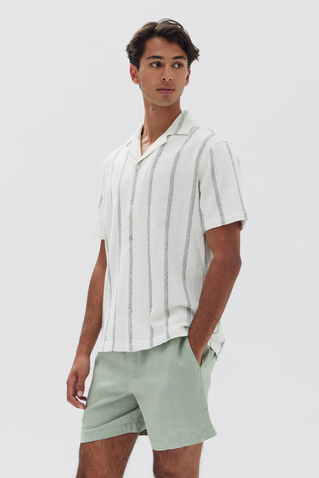 Stripe Resort Shirt | Antique White/Black