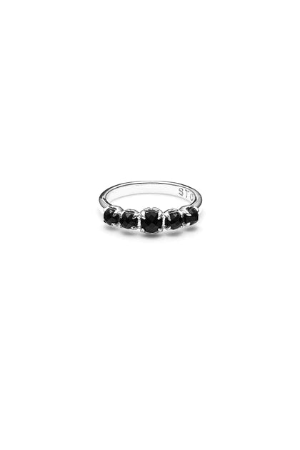 Halo Cluster Ring | Silver/Onyx