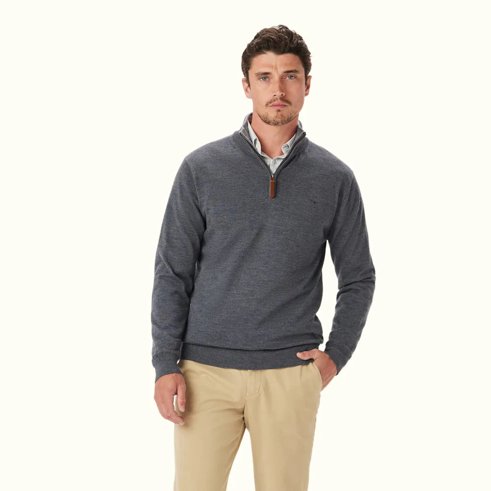R.M. WILLIAMS Ernest 1/4 Zip Merino | Sea Mist