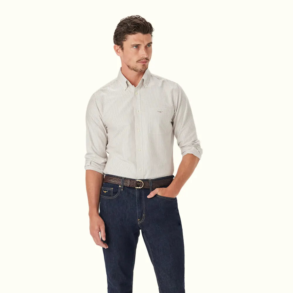 R.M. WILLIAMS Oxford Stripe Shirt | Brown Stripe