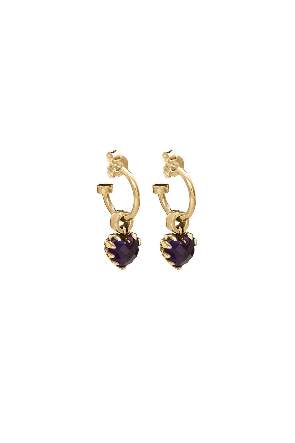 Love Anchor Earrings Amethyst | Gold Plated