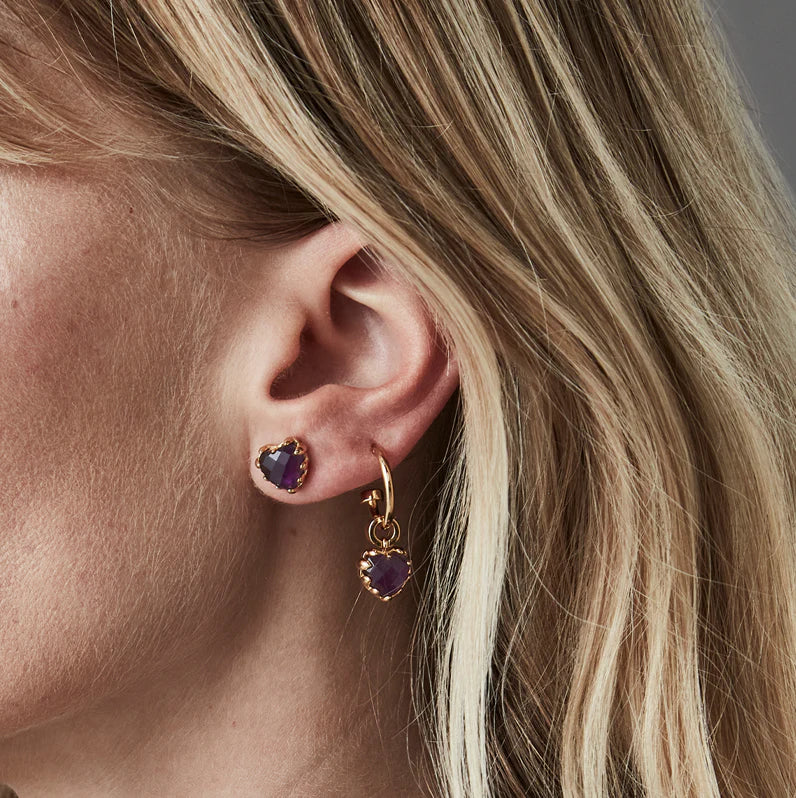 Love Anchor Earrings Amethyst | Gold Plated