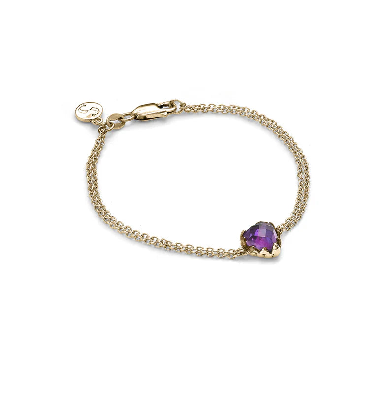 Love Claw Bracelet Amethyst | Gold Plated