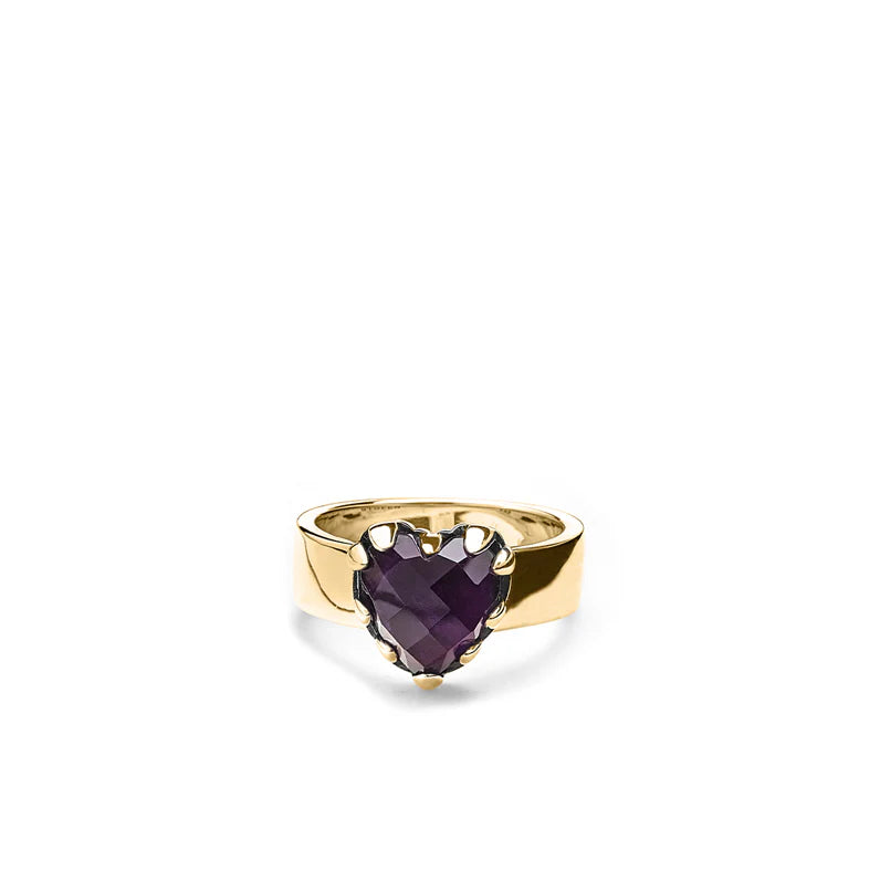 Love Claw Ring Amethyst | Gold Plated