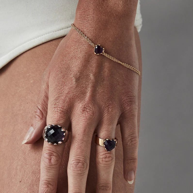 Love Claw Ring Amethyst | Gold Plated