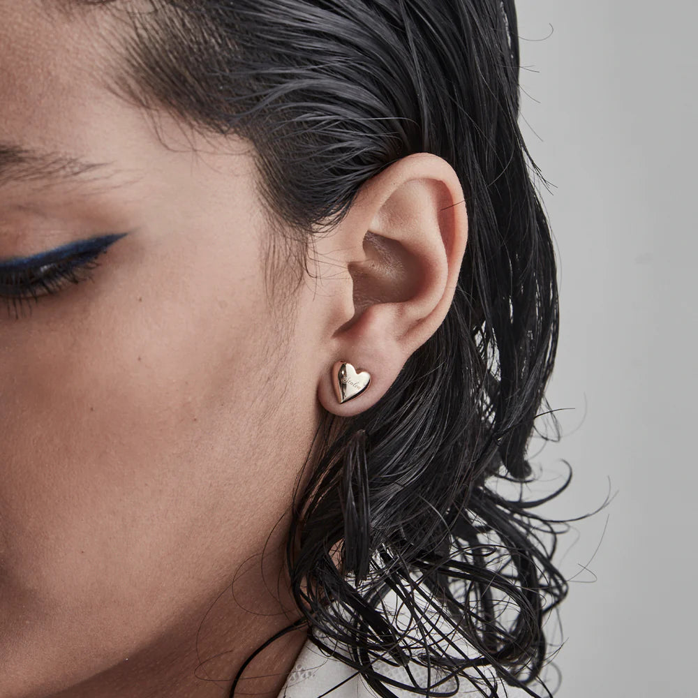 Full Heart Earrings | Gold Plated
