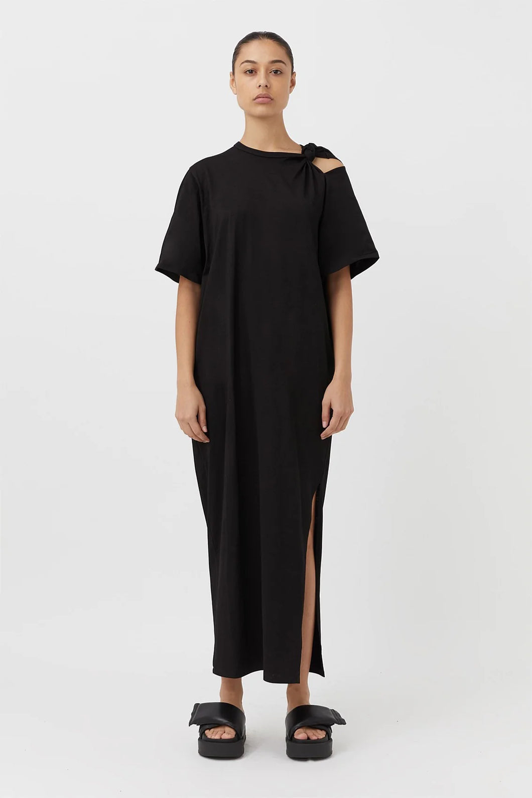 Juno Knot Tee Dress | Black