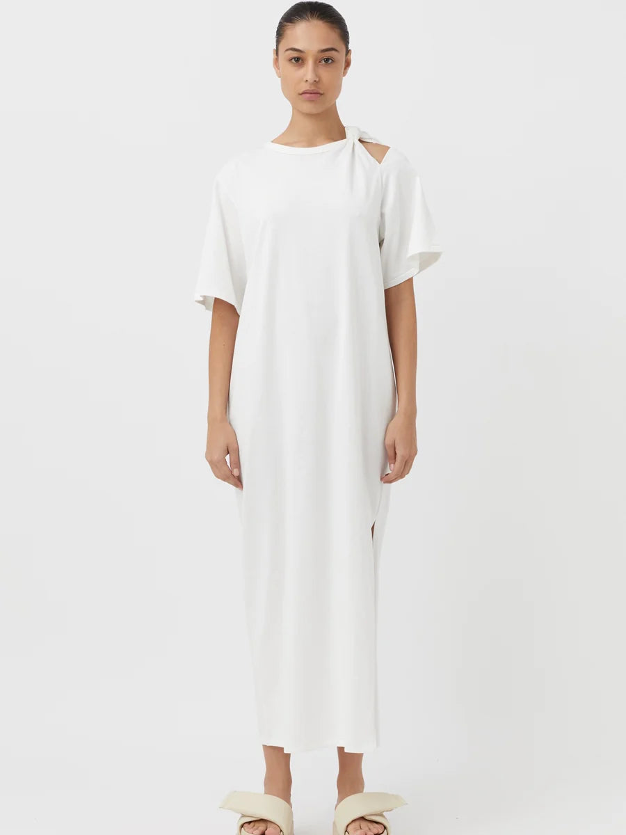 Juno Knot Tee Dress | White