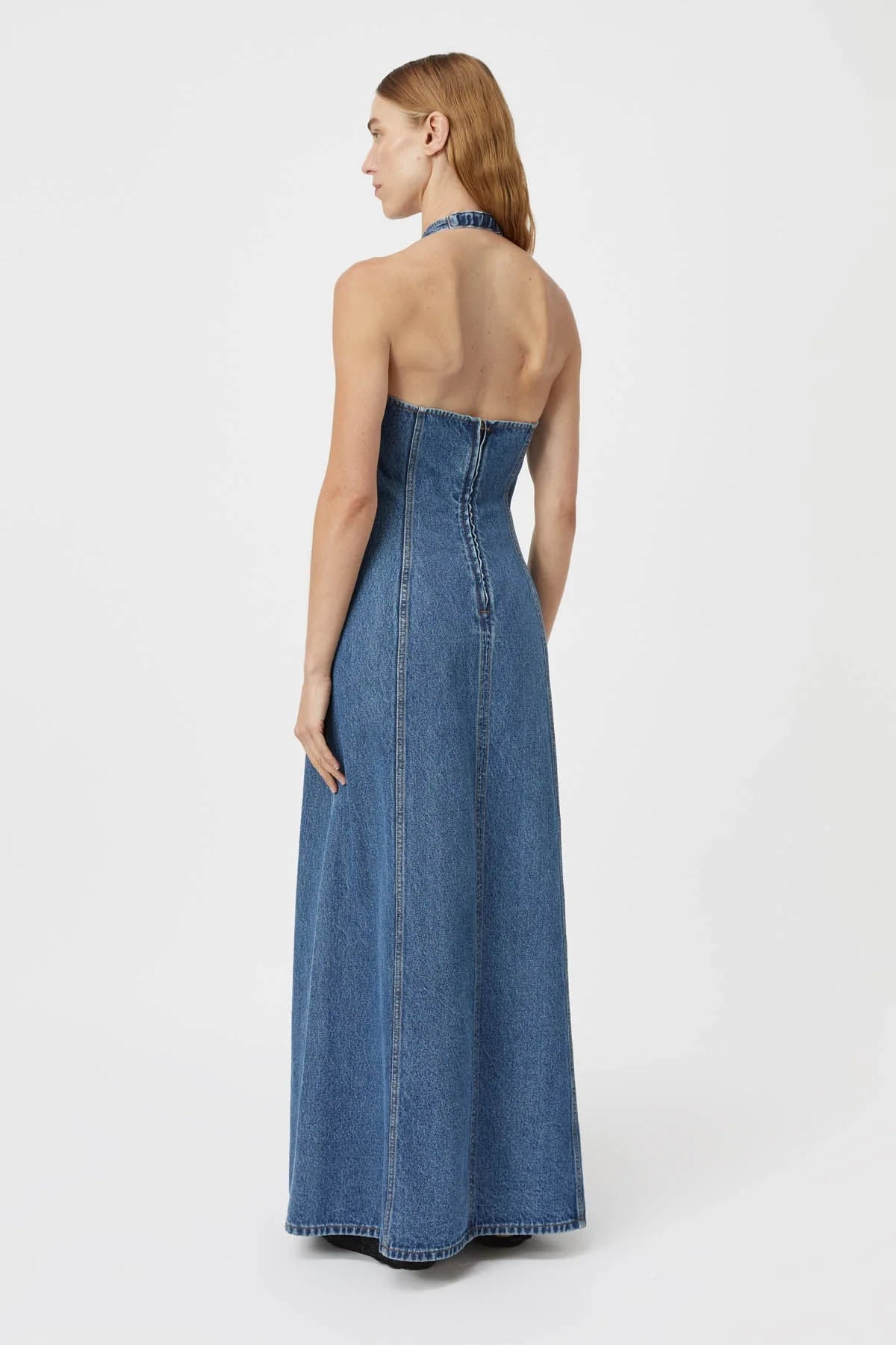 CAMILLA AND MARC Cascadia Halterneck Denim Maxi Dress | Classic Blue