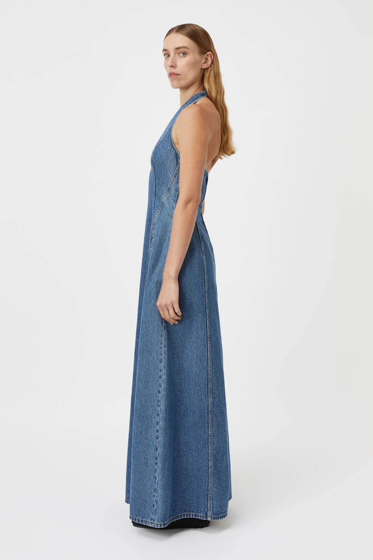 CAMILLA AND MARC Cascadia Halterneck Denim Maxi Dress | Classic Blue