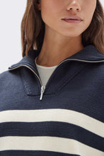 Load image into Gallery viewer, Parisienne Quarter Zip Jumper | Navy/White
