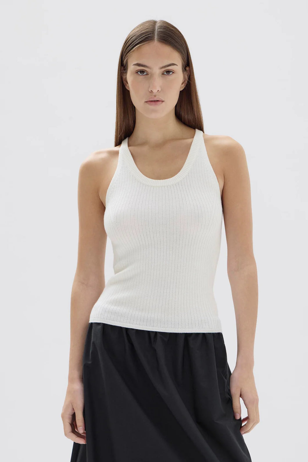 Estella Wool Scoop Neck Tank | White