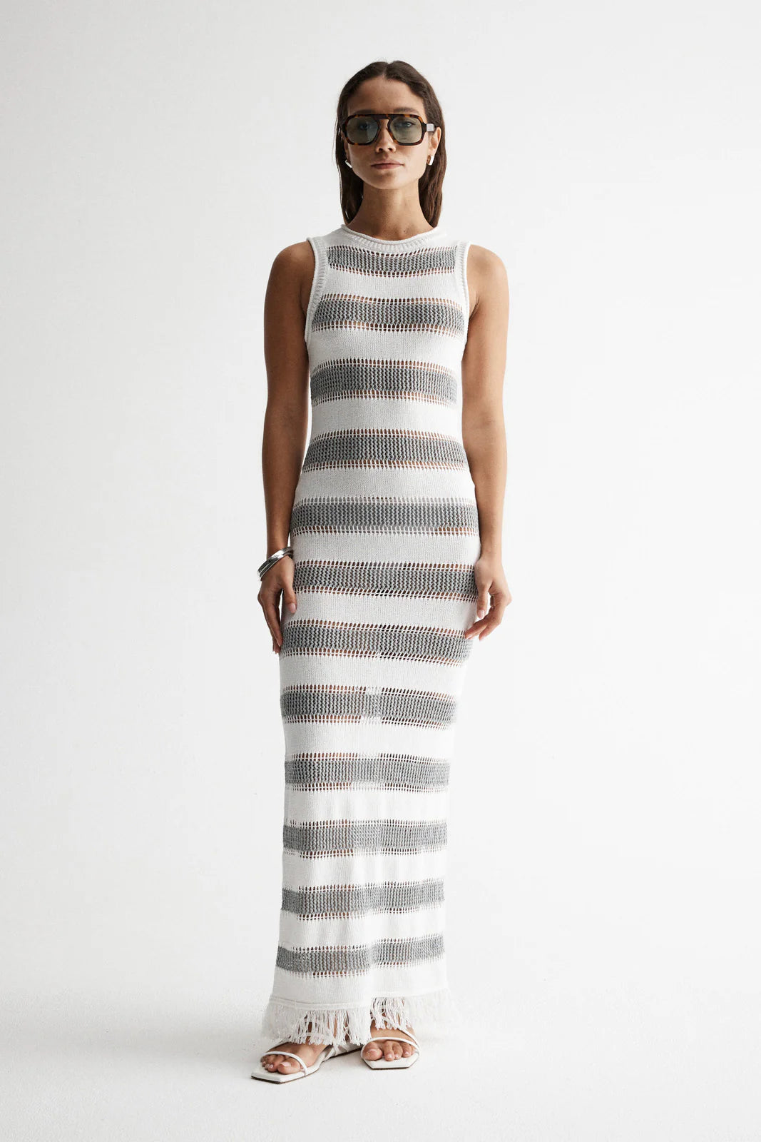 ELKA COLLECTIVE Malibu Crochet Dress | Blue Stripe