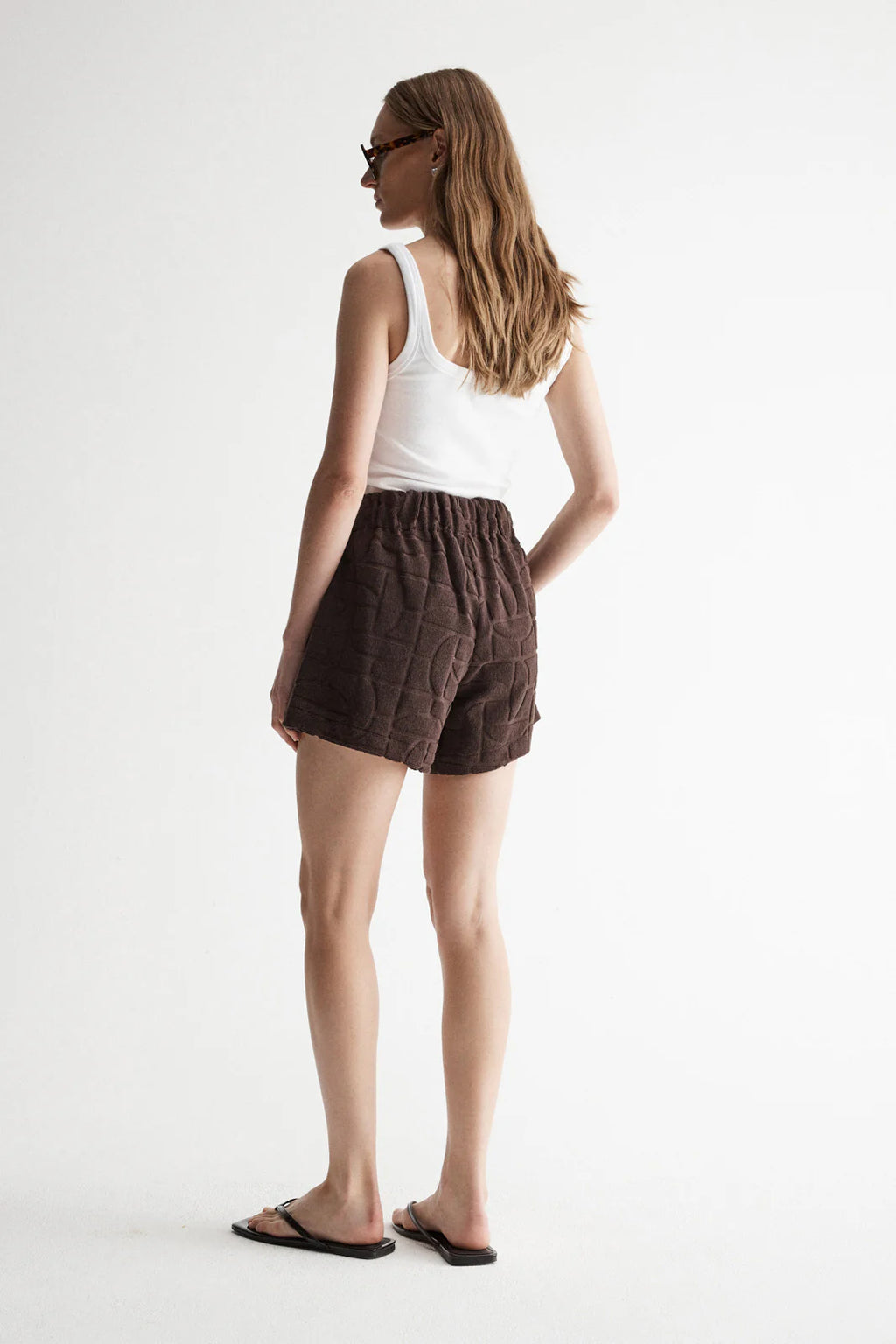 ELKA COLLECTIVE Monogram Towelling Short | Chocolate